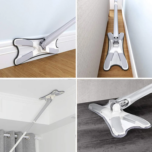 X-type Floor Mop Hand-free Squeeze Mos with 3pcs Reusable Microfiber Pads 360 Degree Flat Mop for Home Household Cleaning Tools