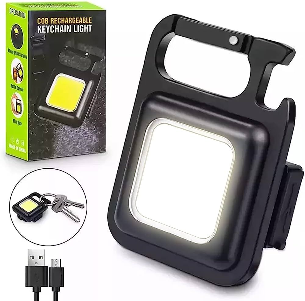 Multifunctional Mini USB Pocket Flashlight Rechargeable Flashlight COB Work Light LED Keychains For Outdoor Camping Fishing