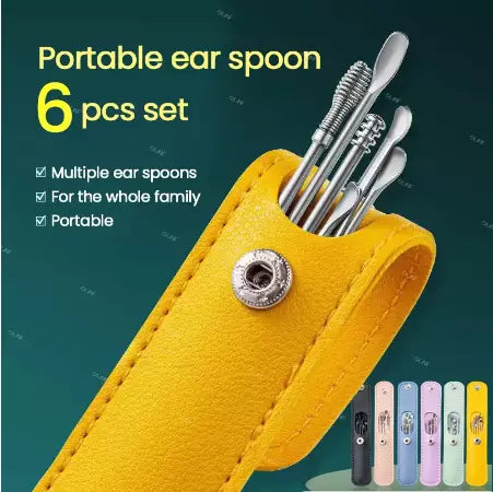 6pcs/set Ear Cleaner Wax Removal Stainless Steel Ear Wax Pickers Ear Cleaning Tools Spoon Earwax Remover Beauty Health Earpick